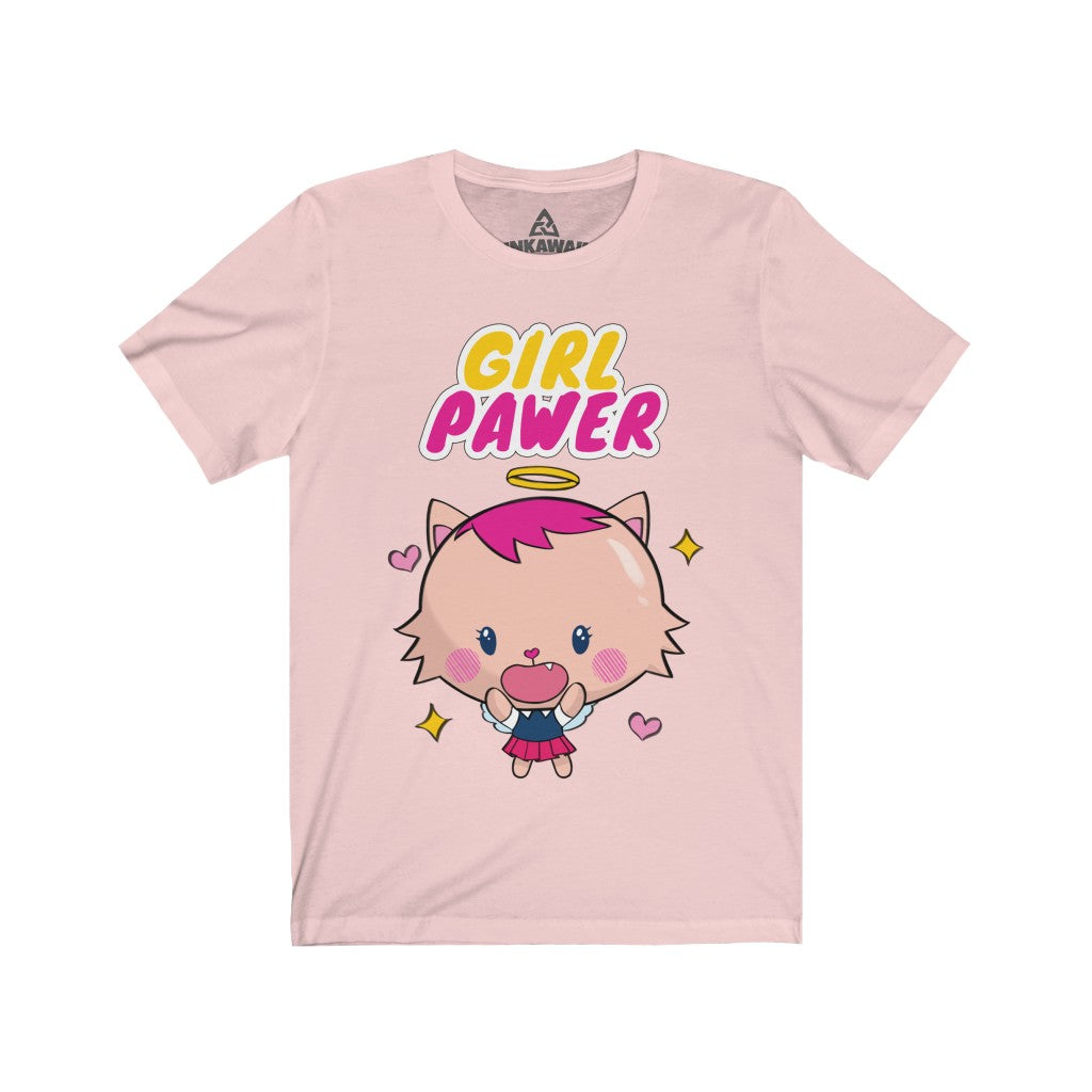 Lubella Cat Princess "Girl Pawer" Kawaii, Cute Adult Jersey Color T-Shirt
