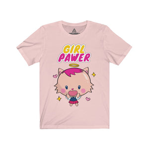 Lubella Cat Princess "Girl Pawer" Kawaii, Cute Adult Jersey Color T-Shirt