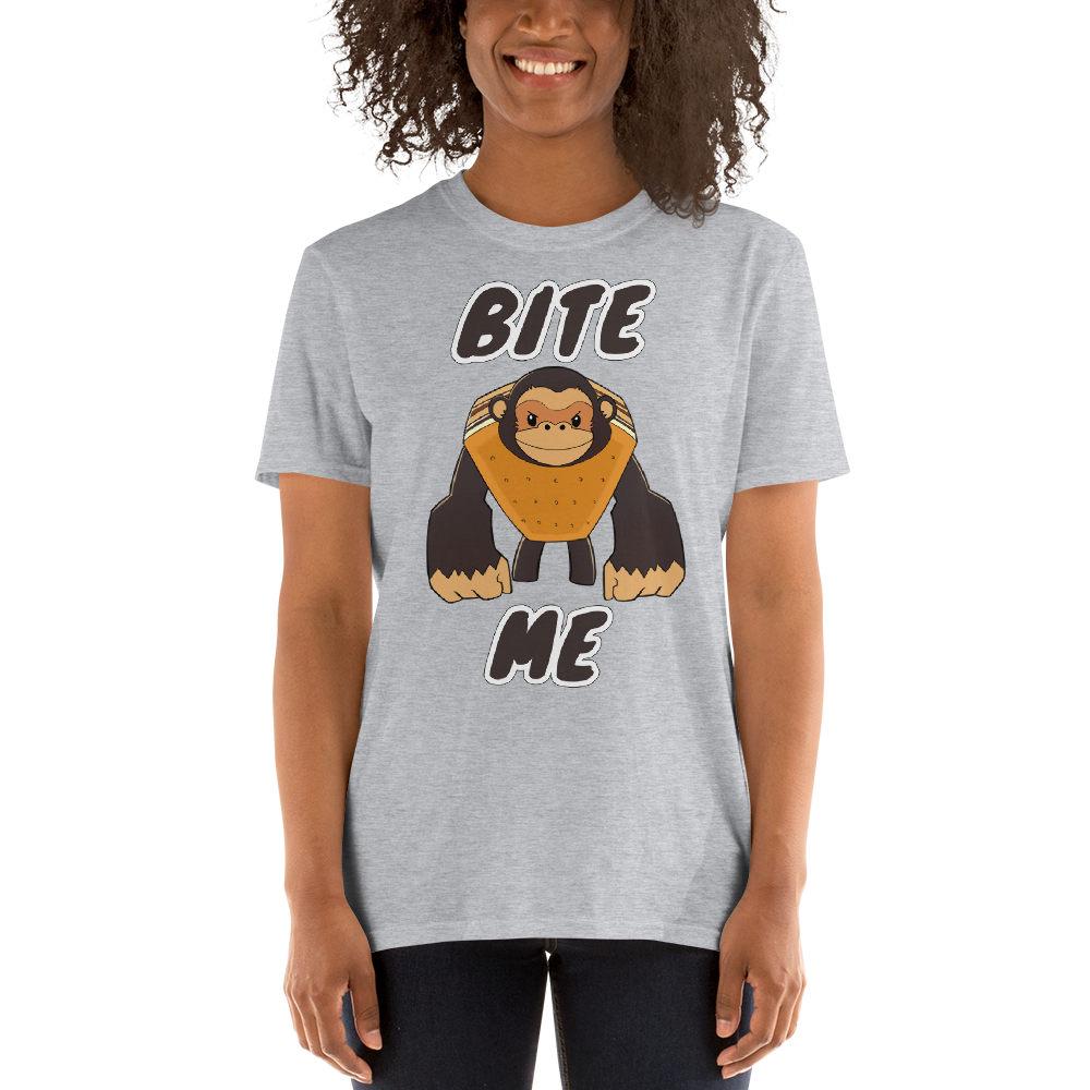 Kon Monkey "Bite Me" Kawaii Cute Cool Short-Sleeve Unisex Adult T-Shirt