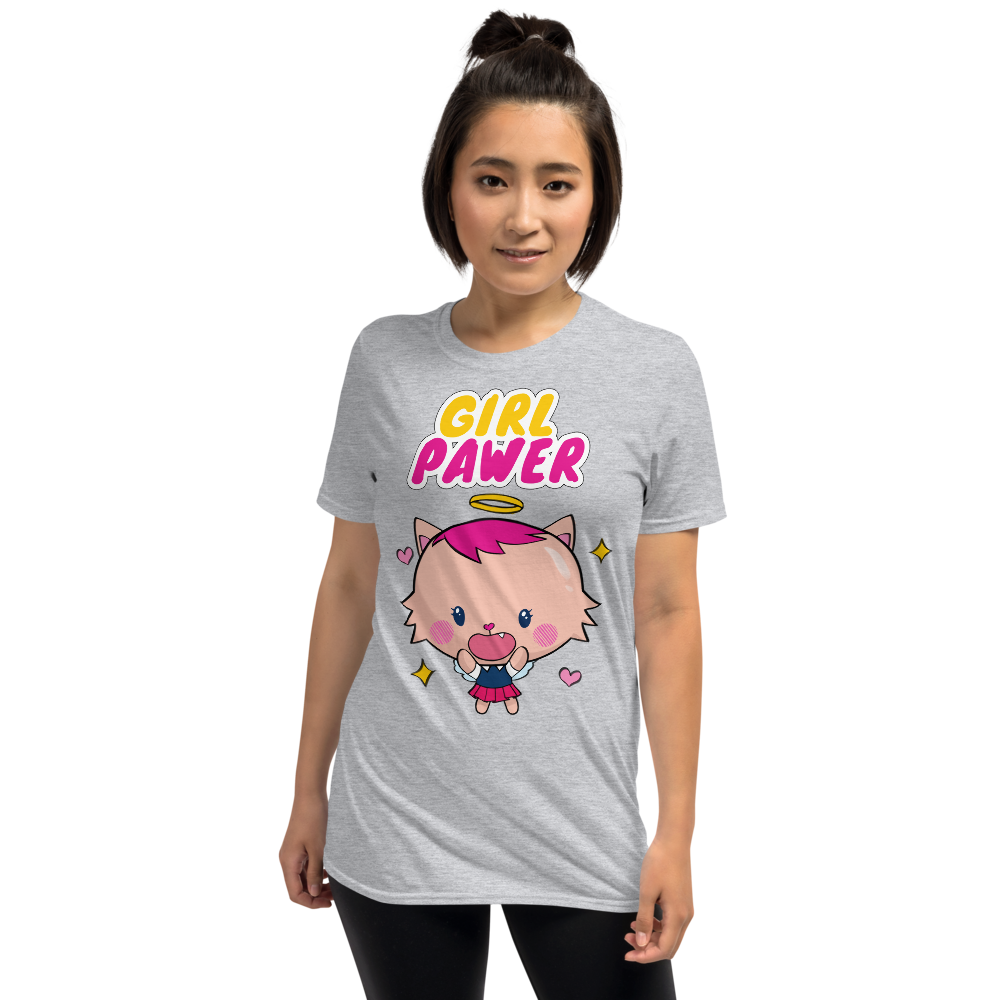 Lubella Cat Princess "Girl Pawer" Kawaii Cute Short-Sleeve Adult T-Shirt