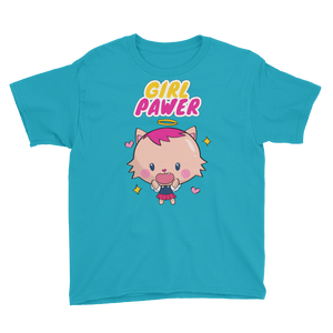 Lubella Cat "Girl Pawer" Kawaii Cute Cool Pastel Color Youth T-shirt